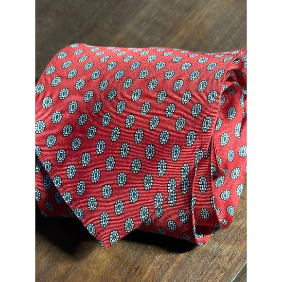 Angelo Bosani Tie Rack Mens Neck Tie Classic Red Blue Florets 100% Silk - Picture 1 of 10